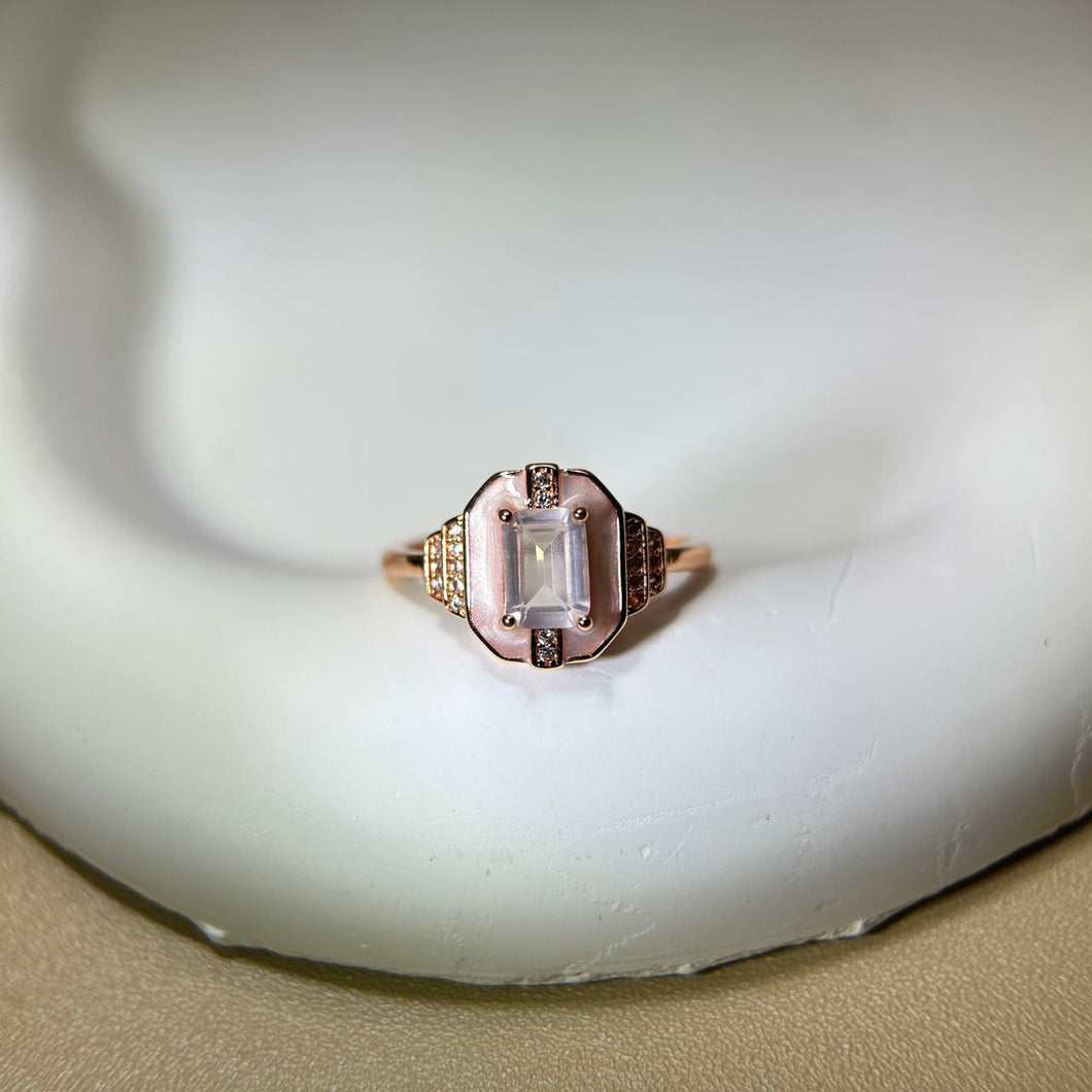 Rose Quartz Adjustable Ring 粉水晶镶嵌活口戒指