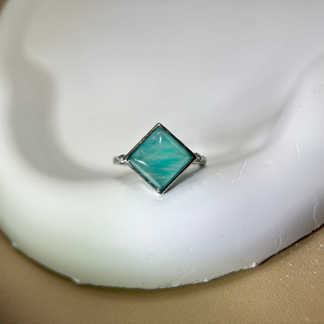 Amazonite Adjustable Ring 天河石镶嵌活口戒指