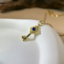 Load image into Gallery viewer, Lapis Lazuli Key Pendant 青金石镶嵌钥匙吊坠
