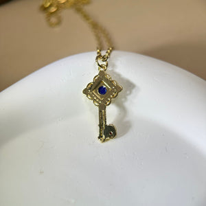 Lapis Lazuli Key Pendant 青金石镶嵌钥匙吊坠