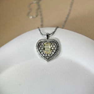 Citrine Love Heart Pendant 黄水晶镶嵌爱心吊坠