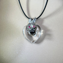 Load image into Gallery viewer, Clear Quartz Love Heart Hypersthene Rabbit Pendant 白水晶爱心金运石镶嵌兔子吊坠项链
