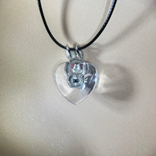 将图片加载到图库查看器，Clear Quartz Love Heart Hypersthene Rabbit Pendant 白水晶爱心金运石镶嵌兔子吊坠项链
