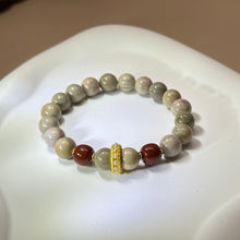 将图片加载到图库查看器，Cream Red Jasper Beads Bracelet 奶茶色红色阿拉善玛瑙手串
