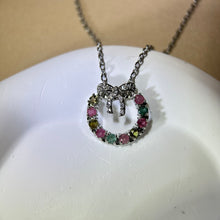 将图片加载到图库查看器，Rainbow Tourmaline Pendant 彩虹碧玺镶嵌吊坠
