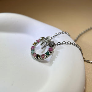 Rainbow Tourmaline Pendant 彩虹碧玺镶嵌吊坠