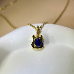 Lapis Lazuli Guitar Pendant 青金石镶嵌吉他吊坠