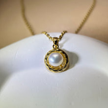 将图片加载到图库查看器，White Freshwater Pearl Pendant 白色淡水珍珠镶嵌吊坠
