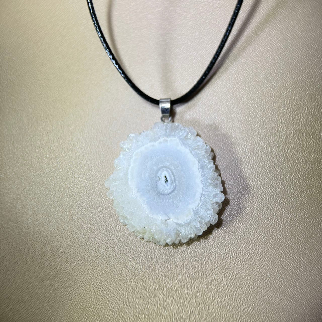 Clear Quartz Cluster Slice Pendant Necklace 白水晶晶簇切片吊坠项链