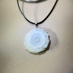 Clear Quartz Cluster Slice Pendant Necklace 白水晶晶簇切片吊坠项链