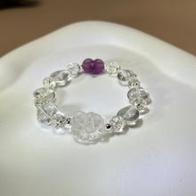 将图片加载到图库查看器，Clear Quartz Nine-Tails Fox fluorite Love Heart Beads Bracelet 白水晶九尾狐萤石爱心手串
