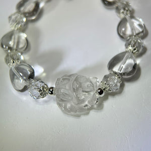 Clear Quartz Nine-Tails Fox fluorite Love Heart Beads Bracelet 白水晶九尾狐萤石爱心手串