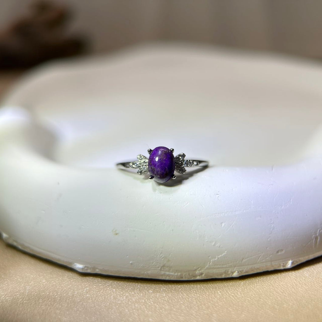 925 Silver Purple Sugilite Adjustable Ring 紫色舒俱来银镶嵌活口戒指