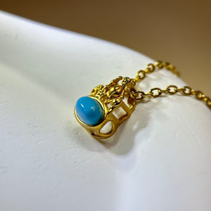 Blue Turquoise Pendant 蓝色松石镶嵌吊坠