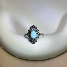 将图片加载到图库查看器，Larimar Adjustable Ring 海纹石镶嵌活口戒指
