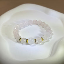 将图片加载到图库查看器，Rose Quartz Clear Quartz Beads Bracelet 粉水晶白水晶手串
