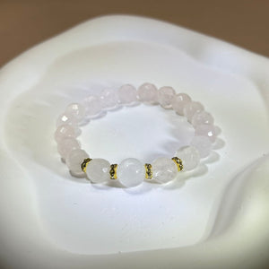 Rose Quartz Clear Quartz Beads Bracelet 粉水晶白水晶手串