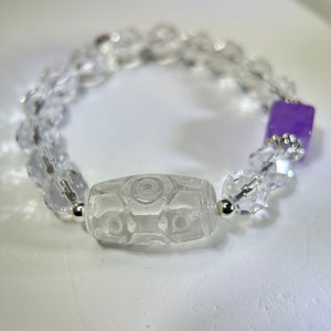 Clear Quartz Amethyst Beads Bracelet 白水晶紫水晶手串