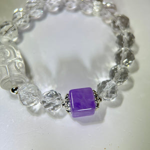 Clear Quartz Amethyst Beads Bracelet 白水晶紫水晶手串