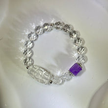 将图片加载到图库查看器，Clear Quartz Amethyst Beads Bracelet 白水晶紫水晶手串
