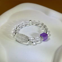 将图片加载到图库查看器，Clear Quartz Amethyst Beads Bracelet 白水晶紫水晶手串
