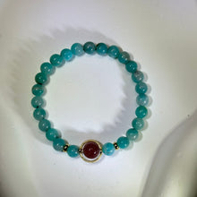 将图片加载到图库查看器，Amazonite Red Strawberry Quartz Beads Bracelet 天河石红色草莓晶手串
