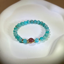 将图片加载到图库查看器，Amazonite Red Strawberry Quartz Beads Bracelet 天河石红色草莓晶手串
