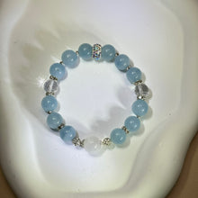 将图片加载到图库查看器，Moonstone Aquamarine Beads Bracelet 冰长石月光石海蓝宝手串
