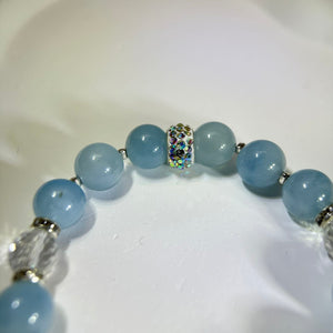 Moonstone Aquamarine Beads Bracelet 冰长石月光石海蓝宝手串