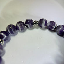 将图片加载到图库查看器，Amethyst Rainbow Sheen Obsidian Beads Bracelet 紫水晶彩眼黑曜石手串
