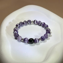 将图片加载到图库查看器，Amethyst Rainbow Sheen Obsidian Beads Bracelet 紫水晶彩眼黑曜石手串
