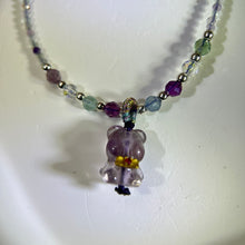 Load image into Gallery viewer, Fluorite Teddy Bear Necklace Beads Necklace 萤石小熊吊坠吊坠珠链项链
