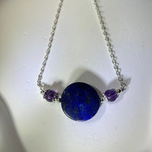 将图片加载到图库查看器，Lapis Lazuli Amethyst Beads Necklace 青金石紫水晶珠链项链
