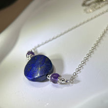 将图片加载到图库查看器，Lapis Lazuli Amethyst Beads Necklace 青金石紫水晶珠链项链
