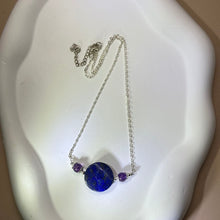 Load image into Gallery viewer, Lapis Lazuli Amethyst Beads Necklace 青金石紫水晶珠链项链
