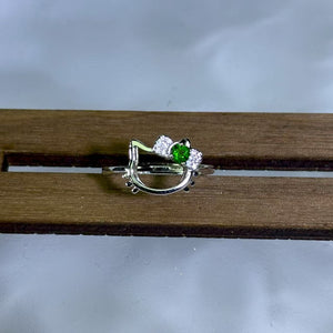 Chrome Diopside Hello Kitty Adjustable Ring 透辉石镶嵌凯蒂猫活口戒指