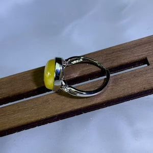 Amber Adjustable Ring 鸡油黄蜜蜡镶嵌活口戒指