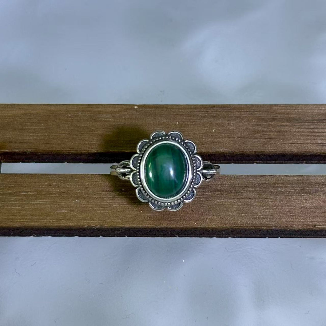 Malachite Adjustable Ring 孔雀石镶嵌活口戒指