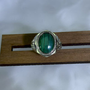 Malachite Adjustable Ring 孔雀石镶嵌活口戒指
