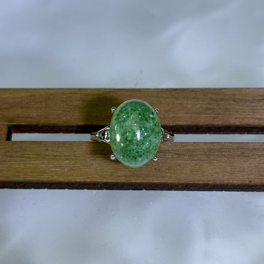 Green Strawberry Quartz Adjustable Ring 绿草莓晶镶嵌活口戒