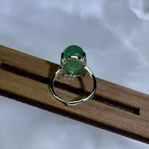 Green Strawberry Quartz Adjustable Ring 绿草莓晶镶嵌活口戒