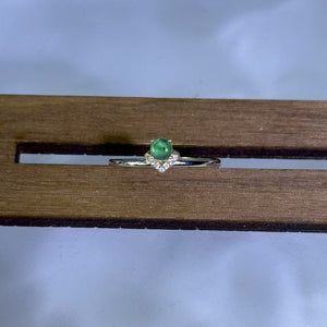 925 Silver Green Jade Adjustable Ring 苹果绿翡翠银镶嵌活口戒指