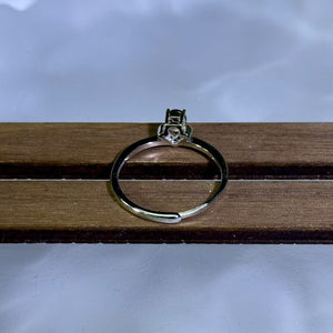 925 Silver Green Jade Adjustable Ring 苹果绿翡翠银镶嵌活口戒指
