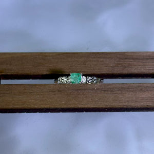 925 Silver Emerald Adjustable Ring 祖母绿绿宝石银镶嵌活口戒指