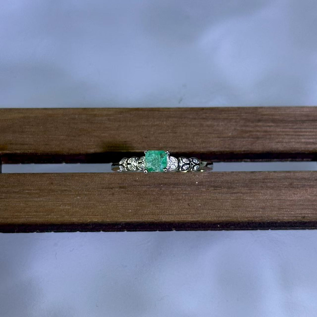 925 Silver Emerald Adjustable Ring 祖母绿绿宝石银镶嵌活口戒指