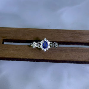Blue Sapphire Adjustable Ring 蓝色蓝宝石镶嵌活口戒指