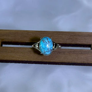 Blue Turquoise Adjustable Ring 蓝色松石镶嵌活口戒指