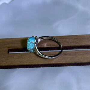 Blue Turquoise Adjustable Ring 蓝色松石镶嵌活口戒指