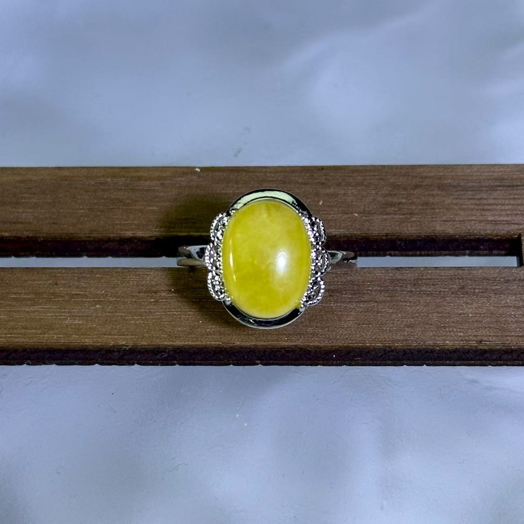 Amber Adjustable Ring 鸡油黄蜜蜡镶嵌或活口戒指