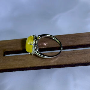 Amber Adjustable Ring 鸡油黄蜜蜡镶嵌或活口戒指